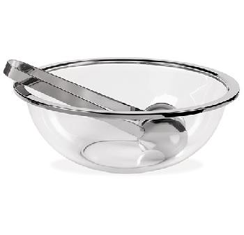 Salad bowl with a stainless border - Saladier 30cm + pince